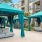 a group of blue tents